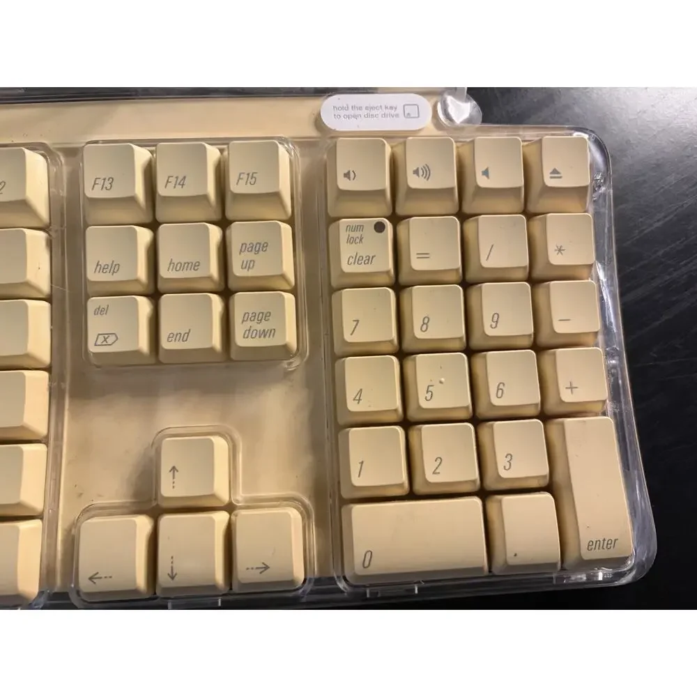 Vintage Apple M7803 Pro USB Wired Keyboard Clear White Tested and Working